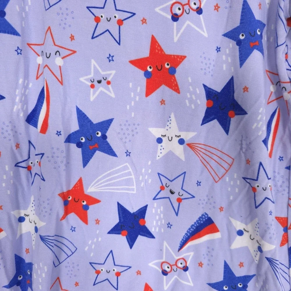 PLAY BY THE LITTLE SLEEPIES Star Print Pocket Tee‎ Boys 8 Blue Red Short Sleeve